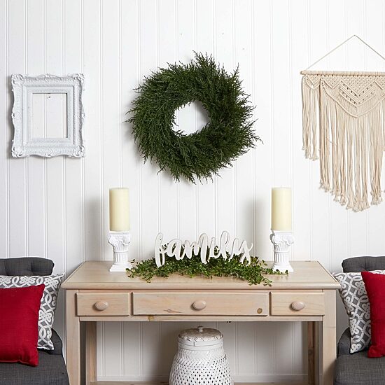 Nearly Natural 24in Cedar Wreath