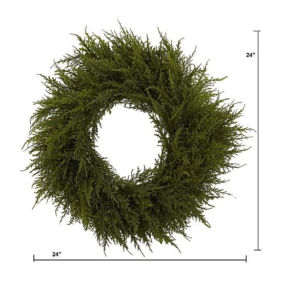 Nearly Natural 24in Cedar Wreath