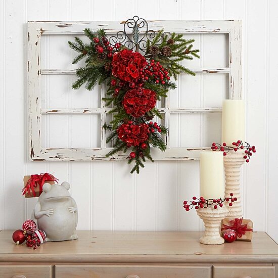 Nearly Natural 30in Apple Berry Wreath
