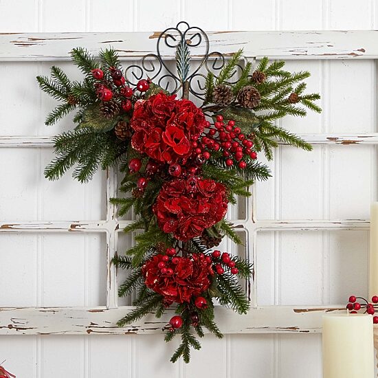 Nearly Natural 30in Apple Berry Wreath