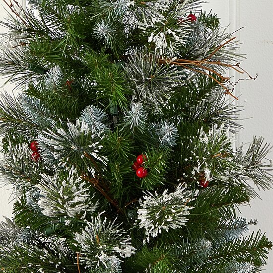 Nearly Natural 3 Foot With Berries Pre-Lit Christmas Tree