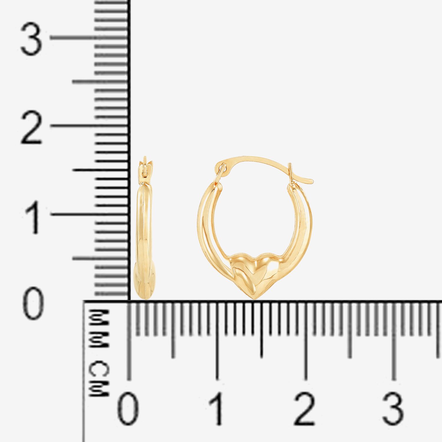 Womens 14K Gold 16.5mm Heart Hoop Earrings