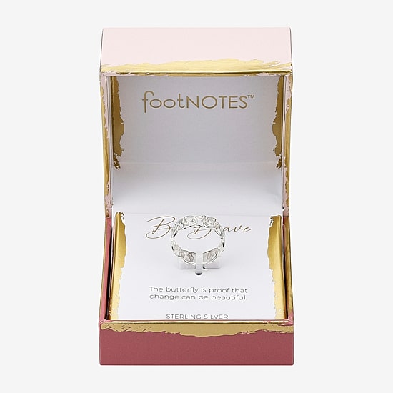 Footnotes Brave Womens 6.5MM Sterling Silver Butterfly Band