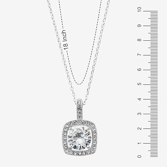Sparkle Allure Light Up Box Womens Cubic Zirconia Pure Silver Over Brass Square 2-pc. Jewelry Set