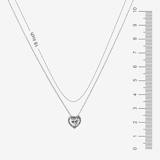 Sparkle Allure Light Up Box Womens Cubic Zirconia Pure Silver Over Brass Heart 2-pc. Jewelry Set