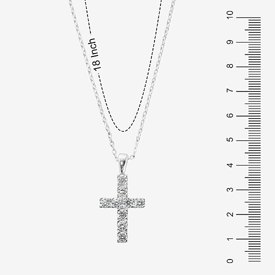 Sparkle Allure Light Up Box Womens Cubic Zirconia Pure Silver Over Brass Cross 4-pc. Jewelry Set