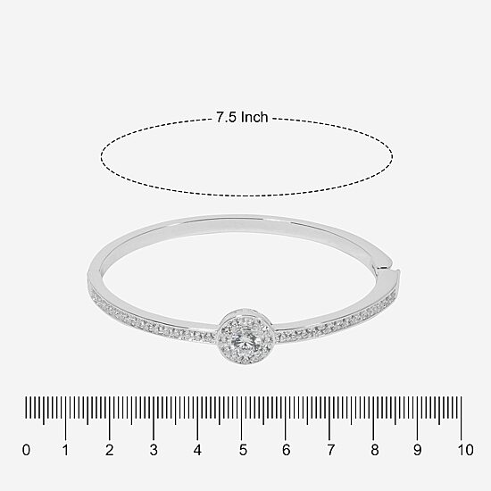 Sparkle Allure Womens Cubic Zirconia Pure Silver Over Brass Bangle Bracelet