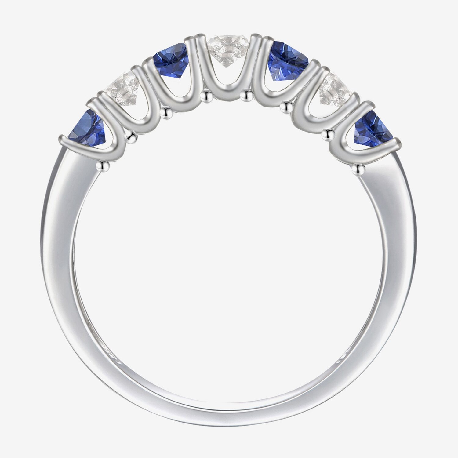 Gemstone & Lab-Created White Sapphire Sterling Silver Band