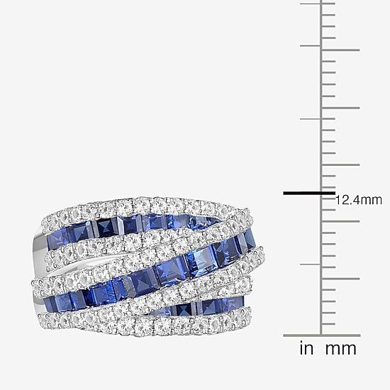 Womens Lab Created Emerald, Sapphire or Ruby 14K Gold Over Silver Sterling Silver Cocktail Ring