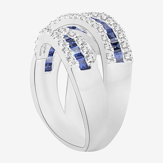 Womens Lab Created Emerald, Sapphire or Ruby 14K Gold Over Silver Sterling Silver Cocktail Ring