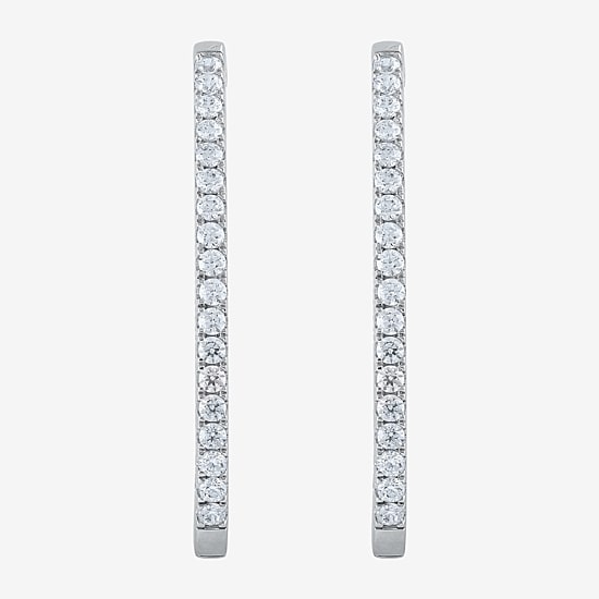 (H-I / I1) 3 CT. T.W. Lab Grown White Diamond 14K White Gold 9.9mm Hoop Earrings