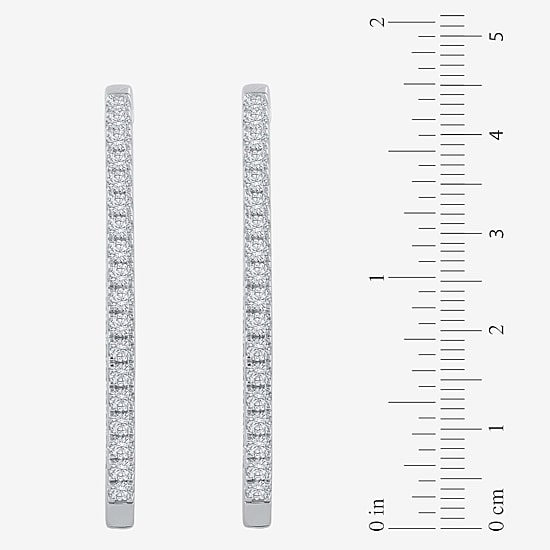 (H-I / I1) 2 CT. T.W. Lab Grown White Diamond 10K or 14K White or Yellow Gold 35mm Hoop Earrings