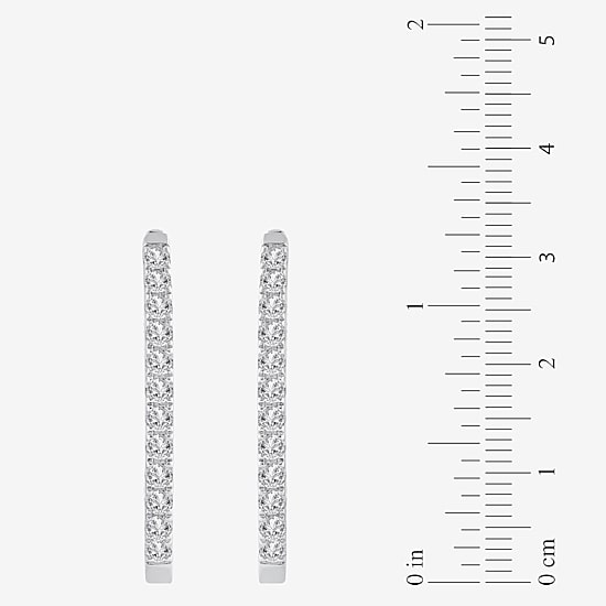 (H-I / I1) 1 CT. T.W. Lab Grown Diamond 10K or 14K White or Yellow Gold 25mm Hoop Earrings