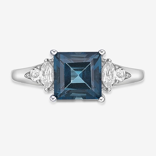 Womens Genuine Blue Topaz Sterling Silver Cocktail Ring