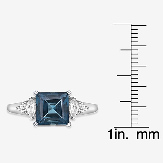 Womens Genuine Blue Topaz Sterling Silver Cocktail Ring