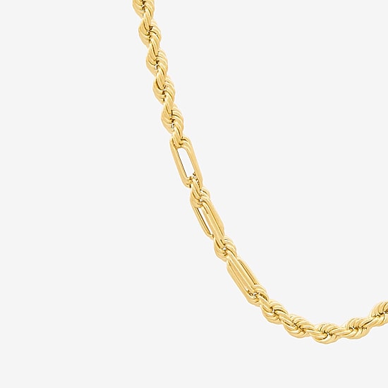 Unisex Adult 10K Gold 24 Inch Rope Chain Necklace