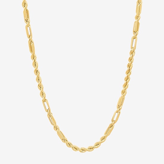 Unisex Adult 10K Gold 24 Inch Rope Chain Necklace