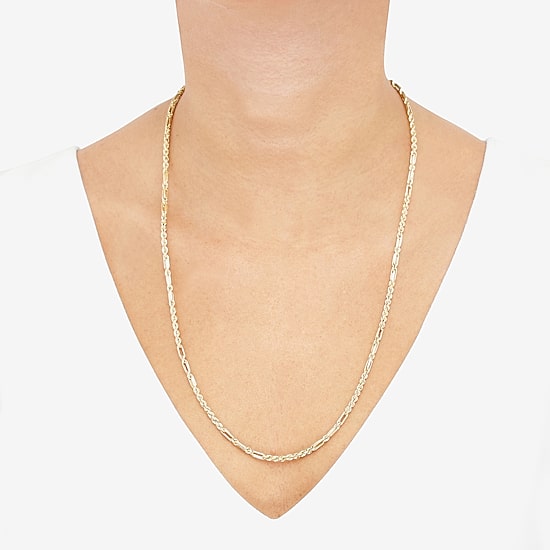 Unisex Adult 10K Gold 24 Inch Rope Chain Necklace