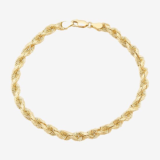 Mens 10K Gold 8 1/2 Inch Hollow Rope Chain Bracelet