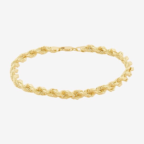 Mens 10K Gold 8 1/2 Inch Hollow Rope Chain Bracelet