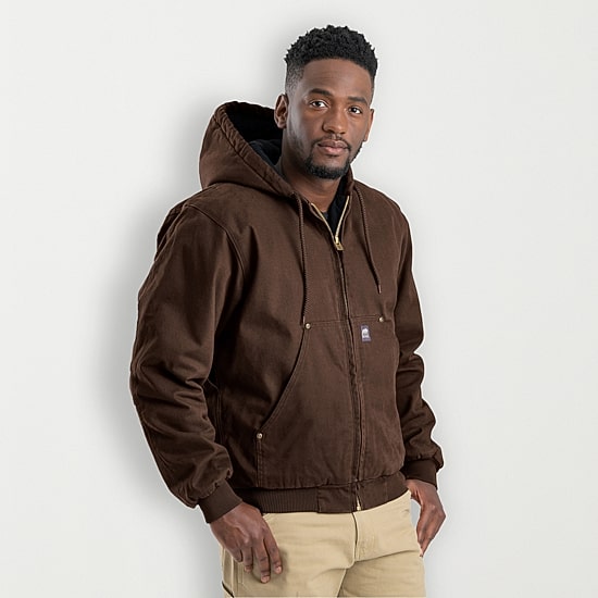 Berne Highland Washed Duck Mens Hooded Heavyweight Big and Tall Work Jacket
