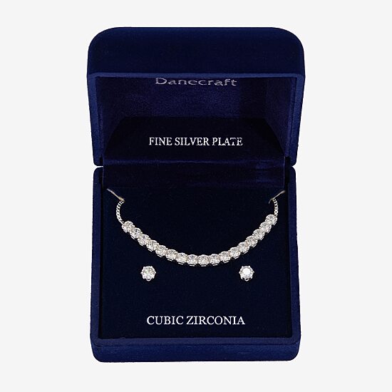 Sparkle Allure Light Up Box Womens Pink Cubic Zirconia Pure Silver Over Brass Round 3-pc. Jewelry Set