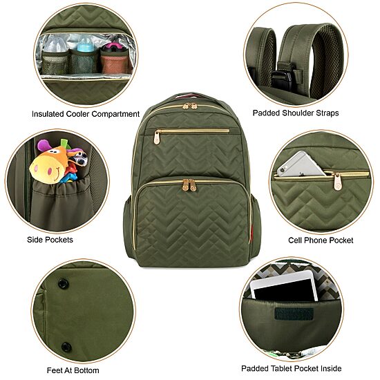 Fisher-Price Adjustable Straps Cell Phone Pocket Diaper Bag