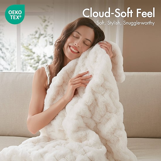 Madison Park Ruched Fur Throw