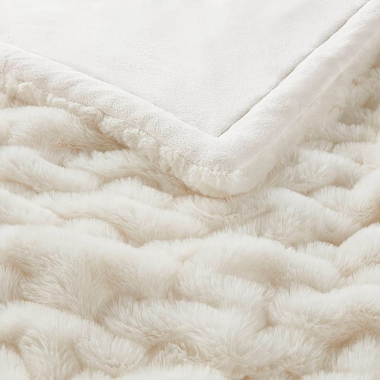 Madison Park Ruched Fur Throw
