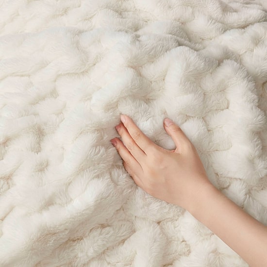 Madison Park Ruched Fur Throw