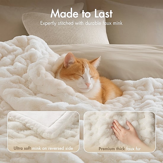Madison Park Ruched Fur Throw