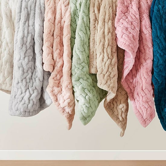 Madison Park Ruched Fur Throw
