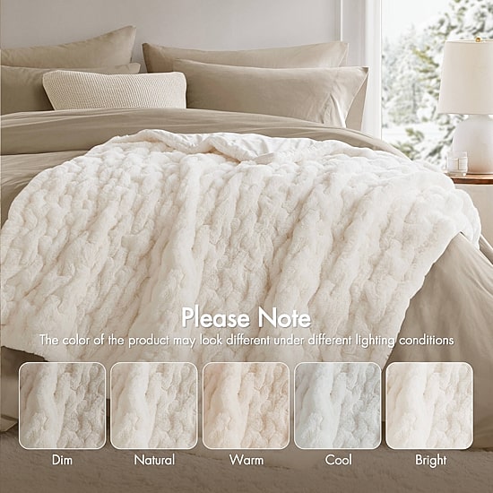 Madison Park Ruched Fur Throw