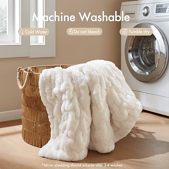 Madison Park Ruched Fur Throw
