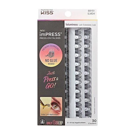 Kiss Impress Falsies Pre-Glued Lash Clusters, Voluminous | 30 Clusters