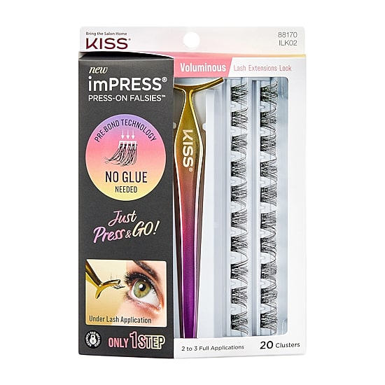 Kiss Lashes Impress Press-On Falsies Eyelash Clusters Kit Voluminous