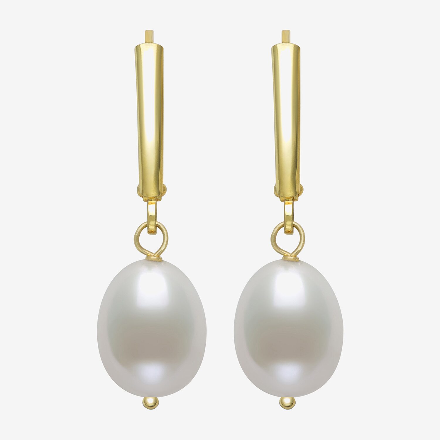 Womens White Cultured Freshwater Pearl 14K Gold Over Silver Drop Earrings