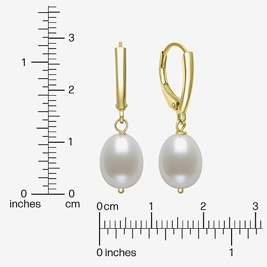 Womens White Cultured Freshwater Pearl 14K Gold Over Silver Drop Earrings