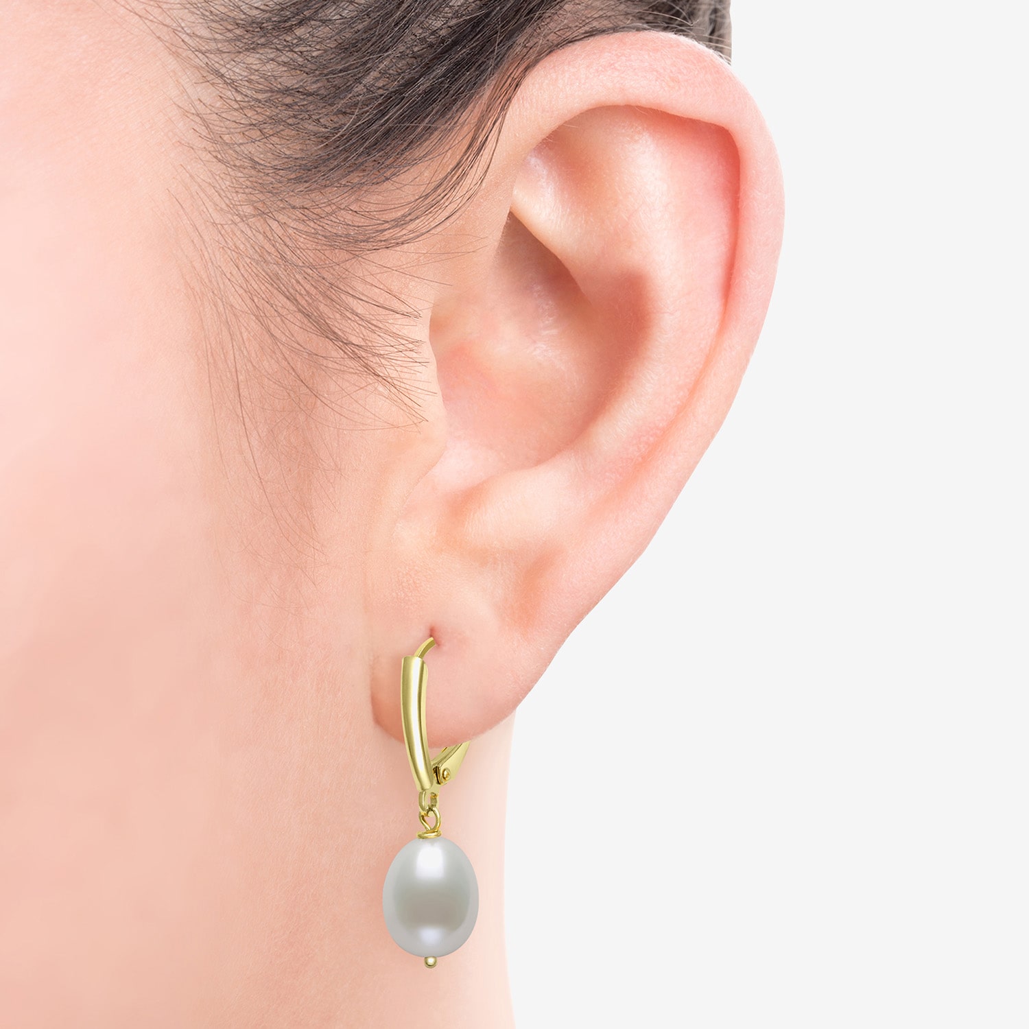 Womens White Cultured Freshwater Pearl 14K Gold Over Silver Drop Earrings