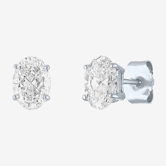( E-F/Si1-Si2 ) 1 CT. T.W. Lab-Grown Diamond 10K Gold 6.5mm Oval Stud Earrings