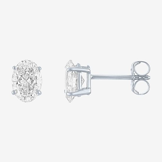 ( E-F/Si1-Si2 ) 1 CT. T.W. Lab-Grown Diamond 10K Gold 6.5mm Oval Stud Earrings