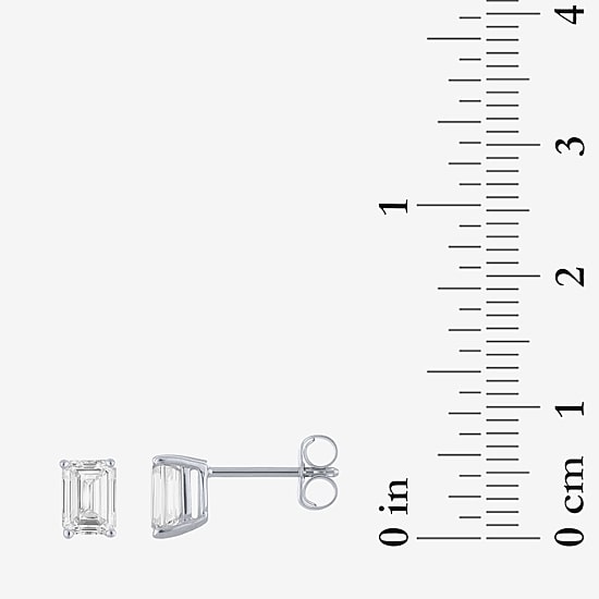 ( E-F/Si1-Si2 ) 1 CT. T.W. Lab-Grown Diamond 10K Gold 5.9mm Emerald Stud Earrings