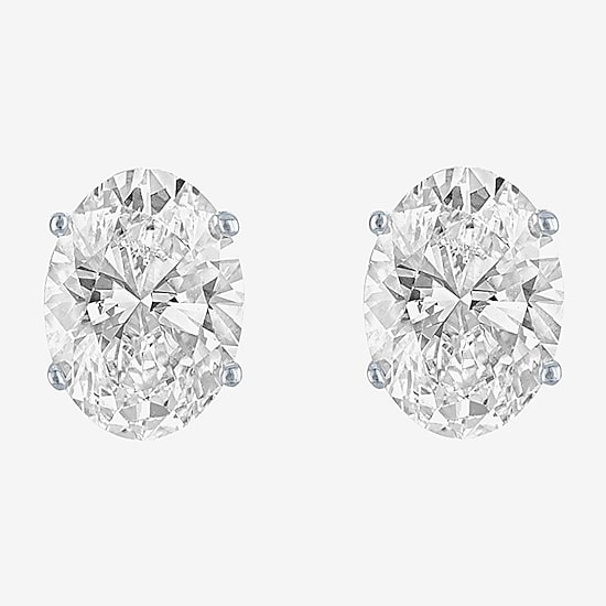 ( E-F/Si1-Si2 ) 2 CT. T.W. Lab-Grown Diamond 14K Gold 8mm Oval Stud Earrings