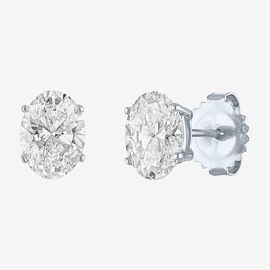 ( E-F/Si1-Si2 ) 2 CT. T.W. Lab-Grown Diamond 14K Gold 8mm Oval Stud Earrings