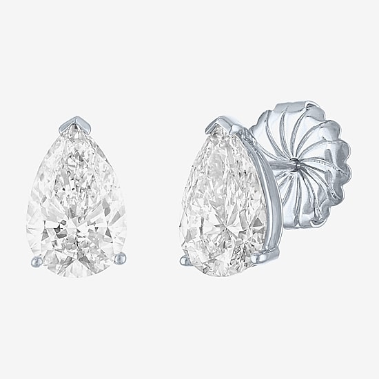 ( E-F/Si1-Si2 ) 4 CT. T.W. Lab-Grown Diamond 14K Gold 11.4mm Pear Stud Earrings