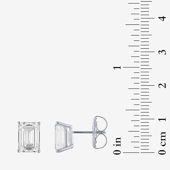 ( E-F/Si1-Si2 ) 4 CT. T.W. Lab-Grown Diamond 14K Gold 9mm Emerald Stud Earrings