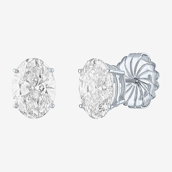 ( E-F/Si1 Si2 ) 4 CT. T.W. Lab-Grown Diamond 14K Gold 9.8mm Oval Stud Earrings