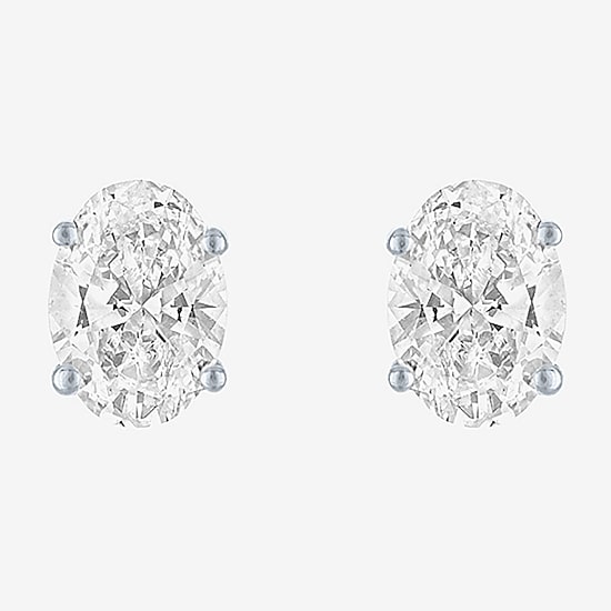 ( E-F /SI1-SI2 ) 1/2 CT. T.W. Lab-Grown Diamond 10K Gold 5.1mm Oval Stud Earrings