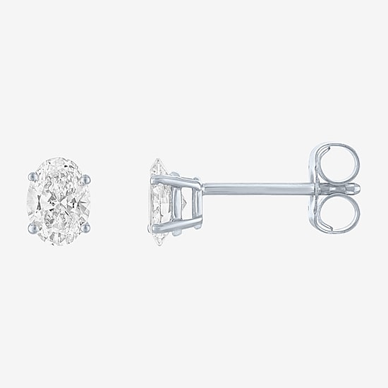( E-F /SI1-SI2 ) 1/2 CT. T.W. Lab-Grown Diamond 10K Gold 5.1mm Oval Stud Earrings