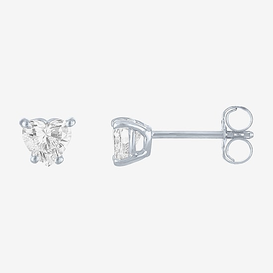 ( E-F/Si1-Si2 ) 1/2 CT. T.W. Lab-Grown Diamond 10K Gold 5.1mm Heart Stud Earrings